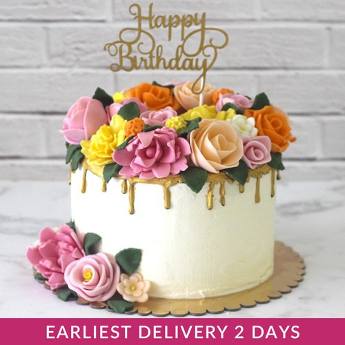 Flower Cake New Delhi Vanilla Cake