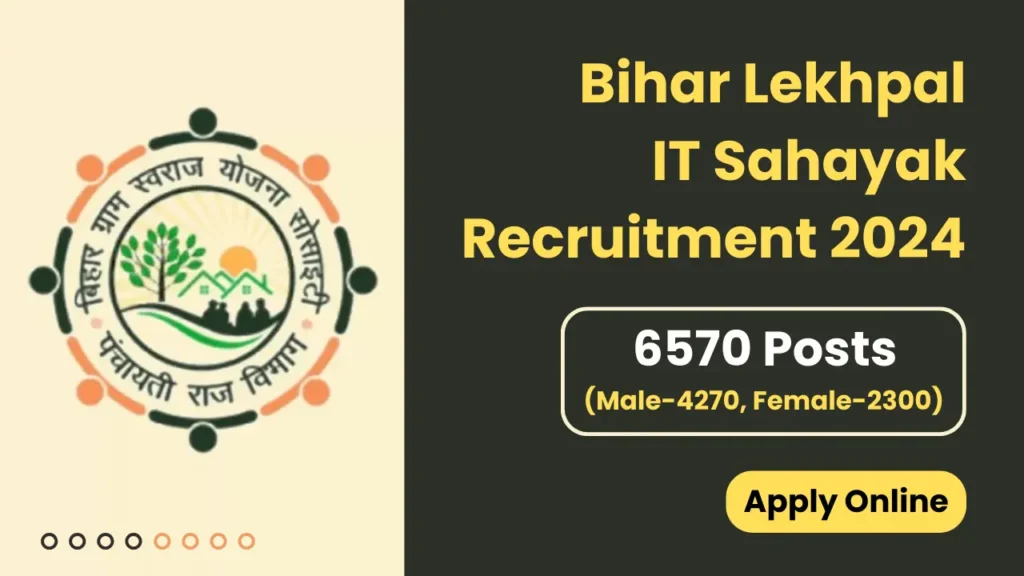 Bihar Gram Swaraj Lekhpal IT Sahayak Recruitment 2024: Apply Online for 6570 Vacancies