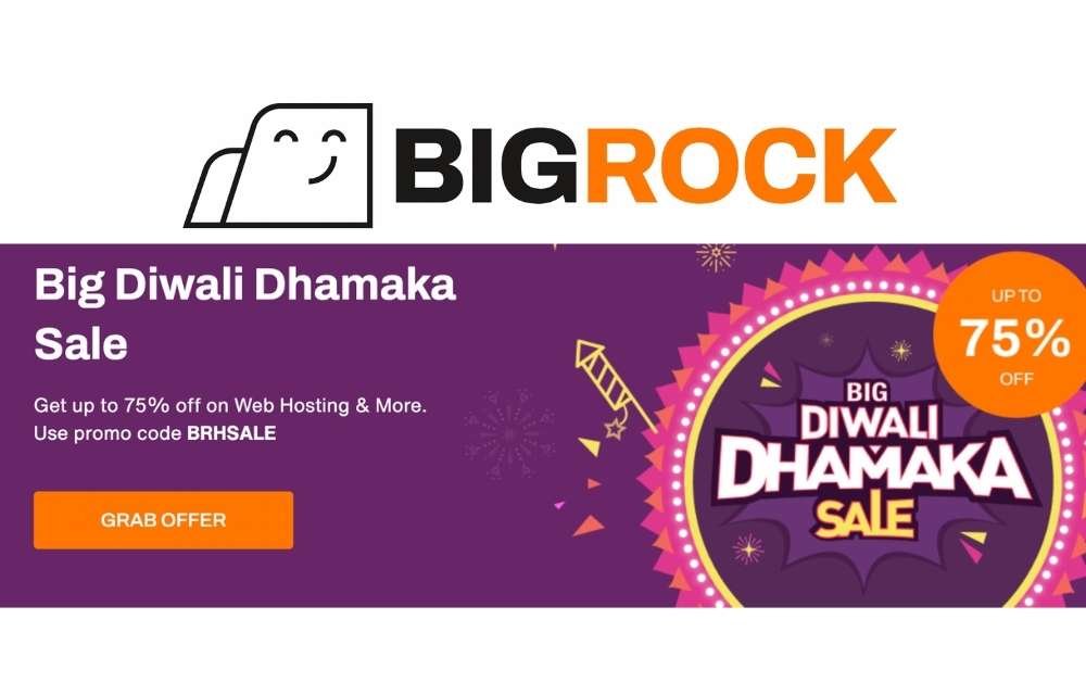 Big Diwali Dhamaka Sale on Web Hosting by BigRock: Up to 75% Off