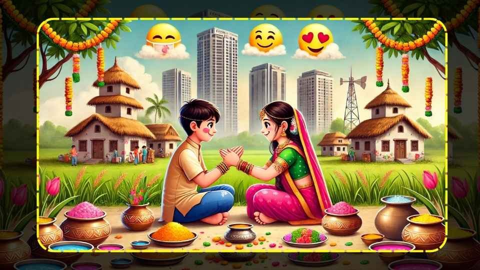 Bhai Dooj wishes in English with emojis, capturing the love and bond of siblings with heartfelt, funny, and meaningful messages for the festival