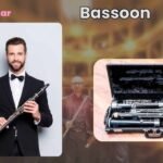 Bassoon Musical Instrument in box not assembled, a Man carrying bassoon ready to play