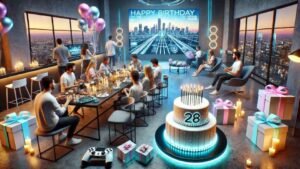 futuristic birthday party setup hi-tech happy birthday wishes